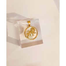 Μενταγιόν Ζώδιο - Λέων σε κίτρινο χρυσό 9Κ με φίλντισι (Z140)